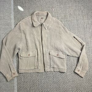 Vintage Democracy Womens Jacket Sz Medium Oatmeal Lagenlook Tencel Zip Up